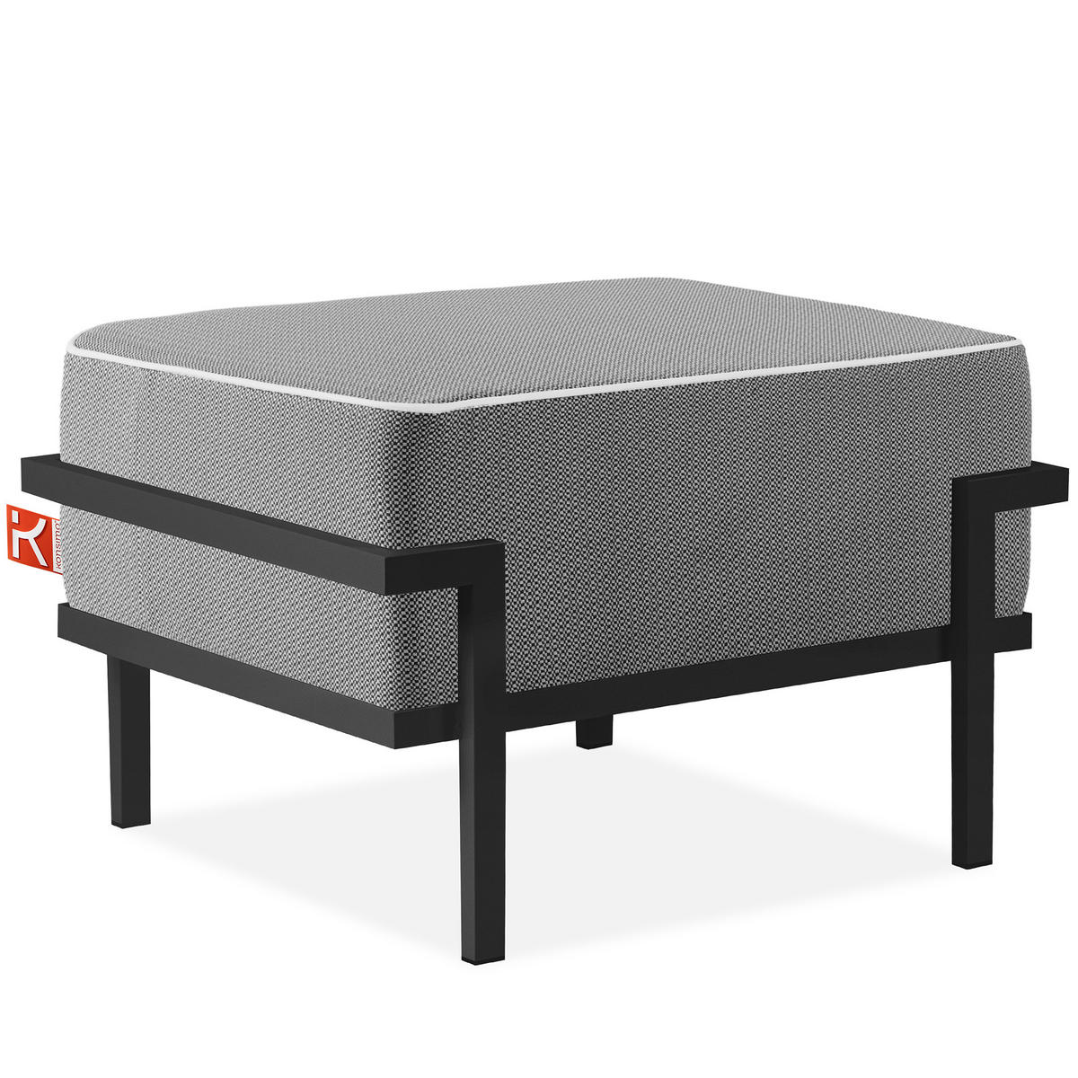 GARTENLOUNGE-HOCKER TRIGLO auf Metallfüßen, Modern, Dunkelgrau - Dunkelgrau/Schwarz, Textil/Metall (69/44/54cm) - KONSIMO®
