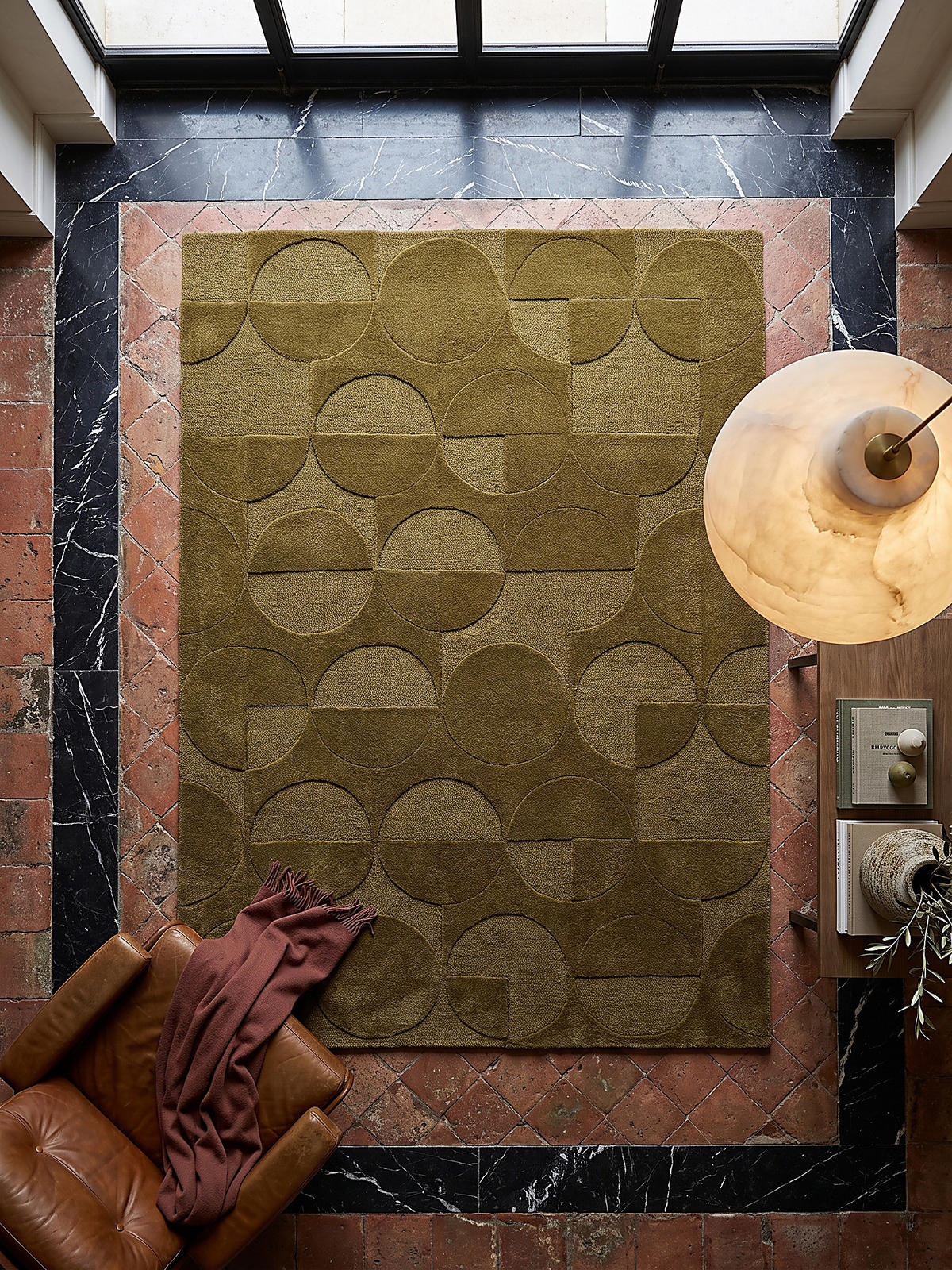 WOLLTEPPICH handgetuftet DEBEN, Kreis-Geometrie, Olivgrün, 120 x 170 cm - Grün, Textil (120/170cm) - KADIMA DESIGN