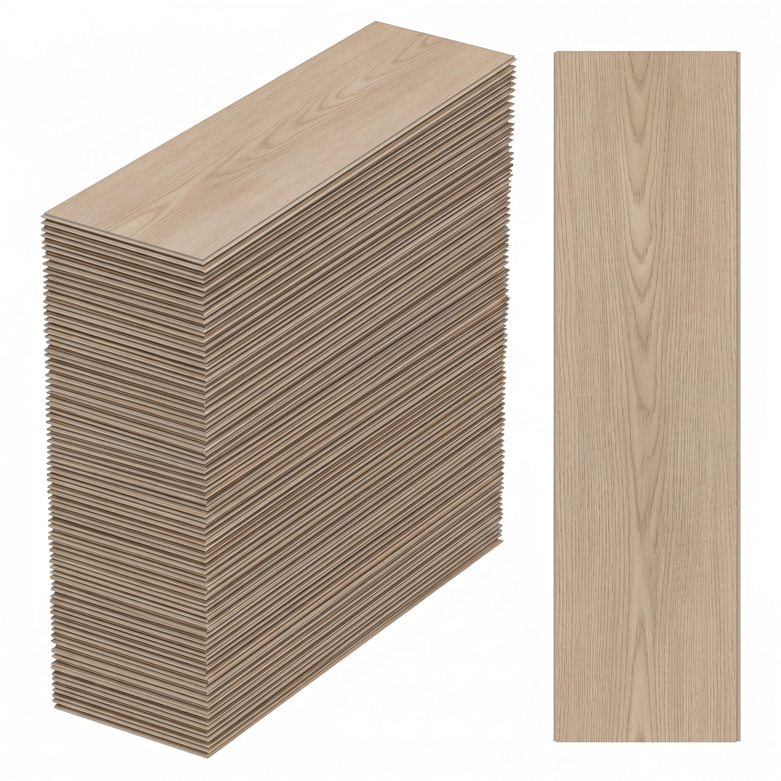 VINYLGOLV Ljus ek 36-pack självhäftande 15,2x91,4 cm - Beige, Plast (91.4/15.2/0.2cm) - Relaxdays