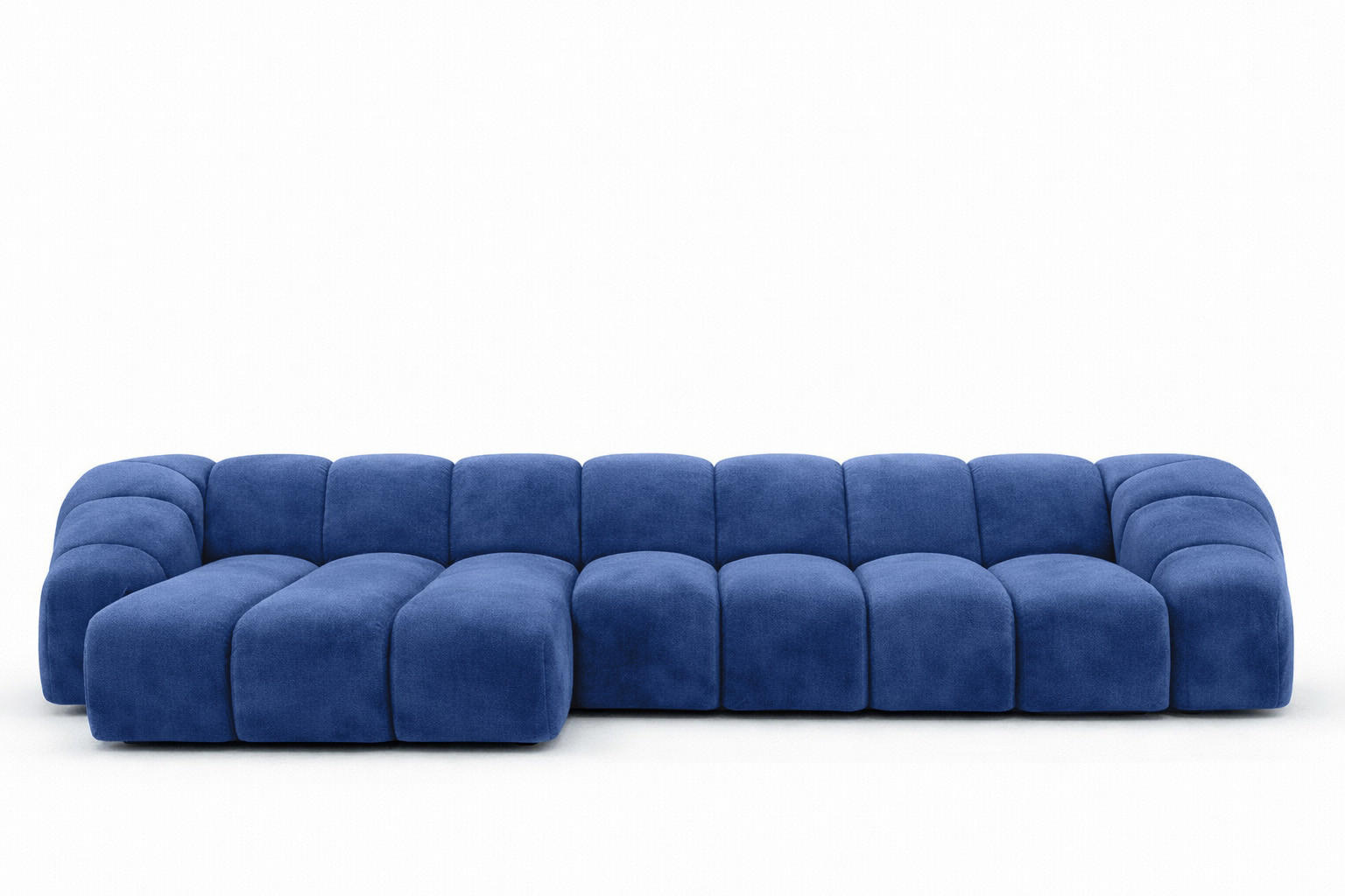 ECKSOFA Modulare L-Form, Veloursstoff Bluvel, Tintenblau, Links, CROISSANT XL - Blau, Holz (340/190cm) - Kaiser Möbel