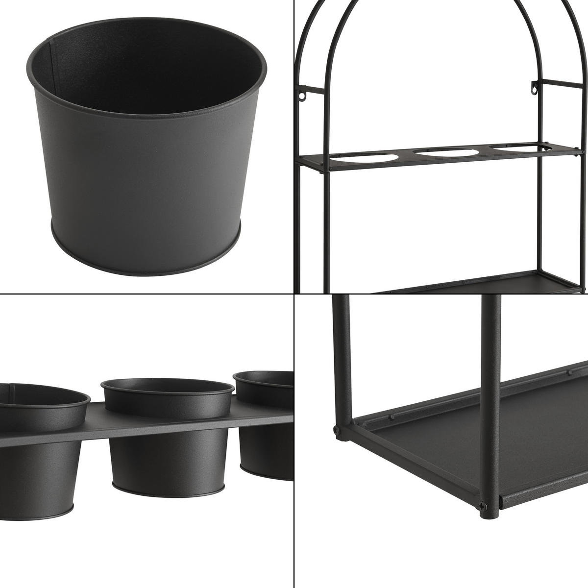PFLANZENREGAL Merikarvia - Schwarz, Metall (52/65/15cm) - [en.casa]