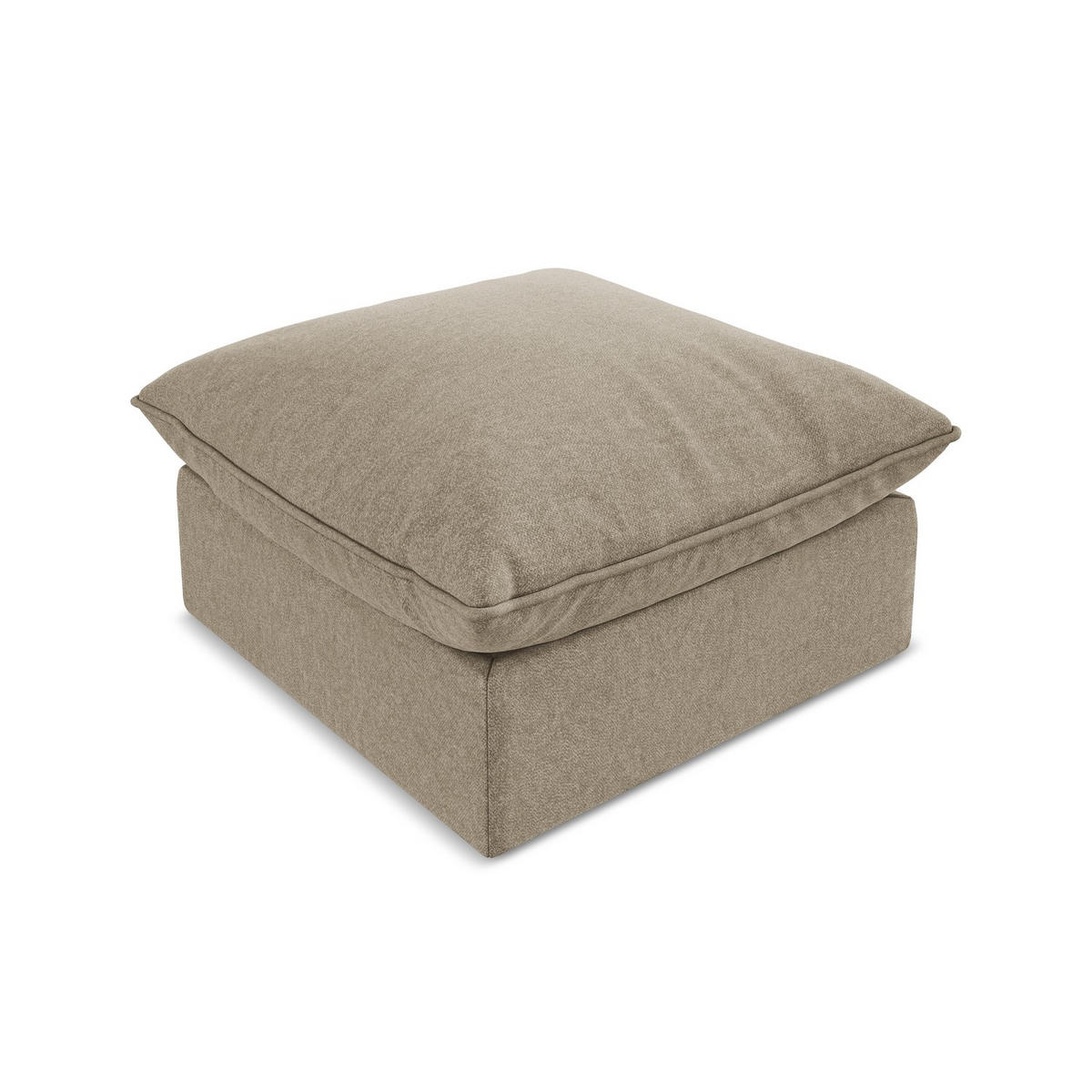 POUF Samt Stoff Beige - Beige/Schwarz, Holzwerkstoff/Kunststoff (75/45/75cm) - LaMiaSofa