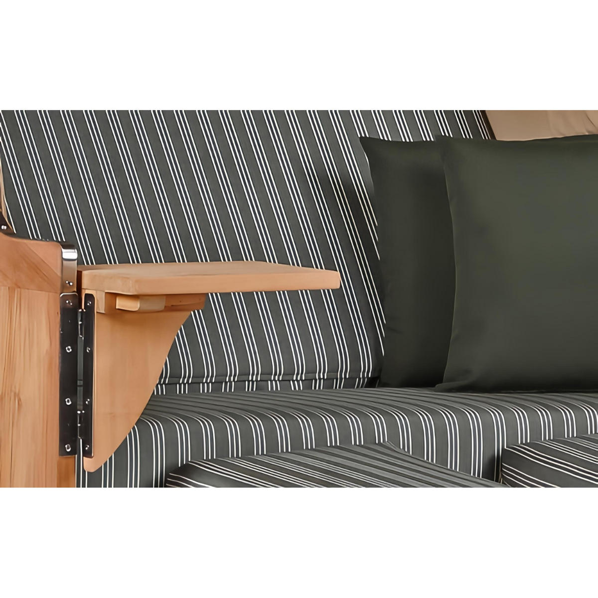 STRANDKORB SEEBLICK 2 Sitzer Teak - Braun/Grün, Metall (125/170/80cm) - Mr. Deko