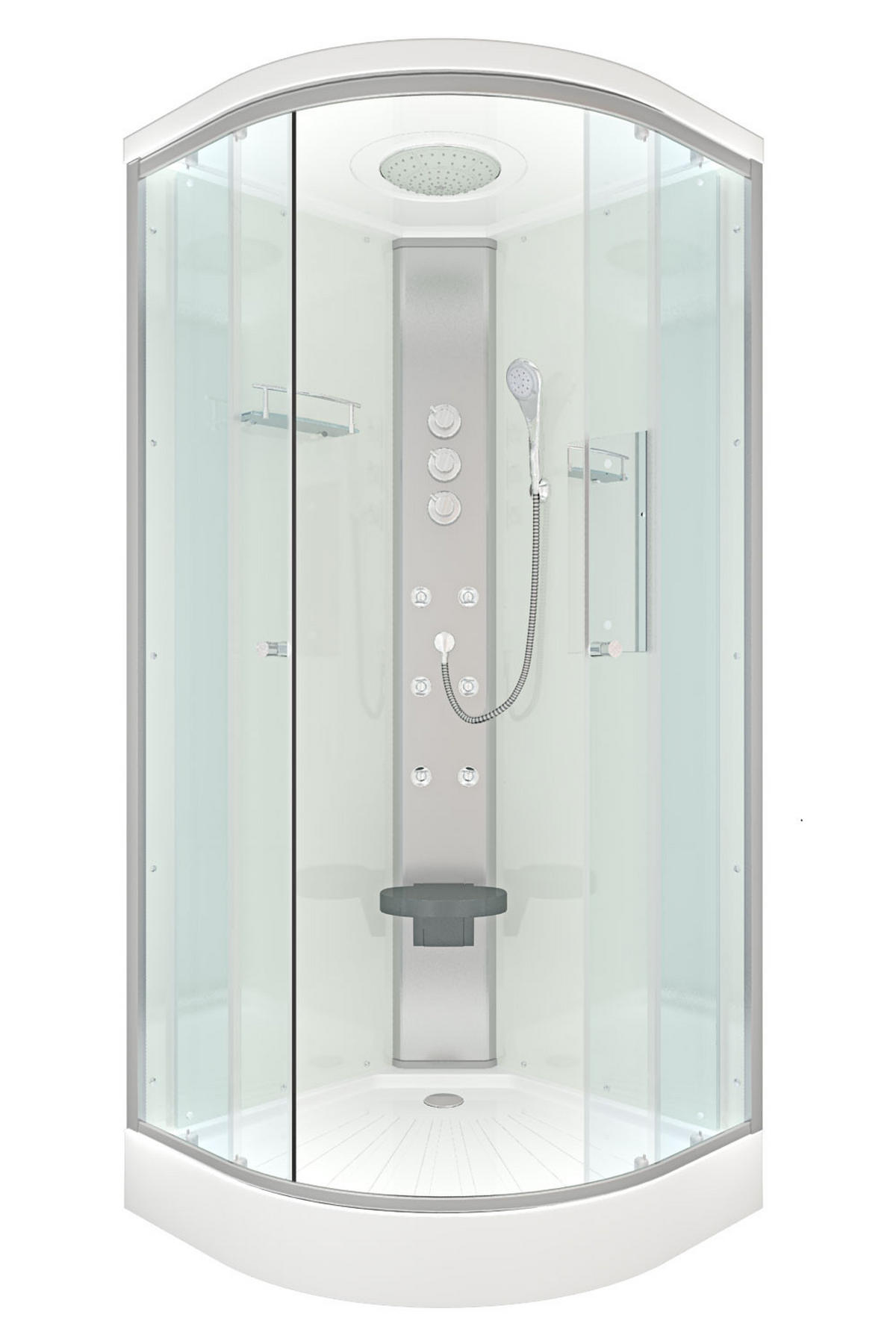 DUSCHE Fertigdusche D10-00T1 Weiß 80x80 - Weiß, Glas/Kunststoff (80/80/215cm) - AcquaVapore by Sandra Jentho