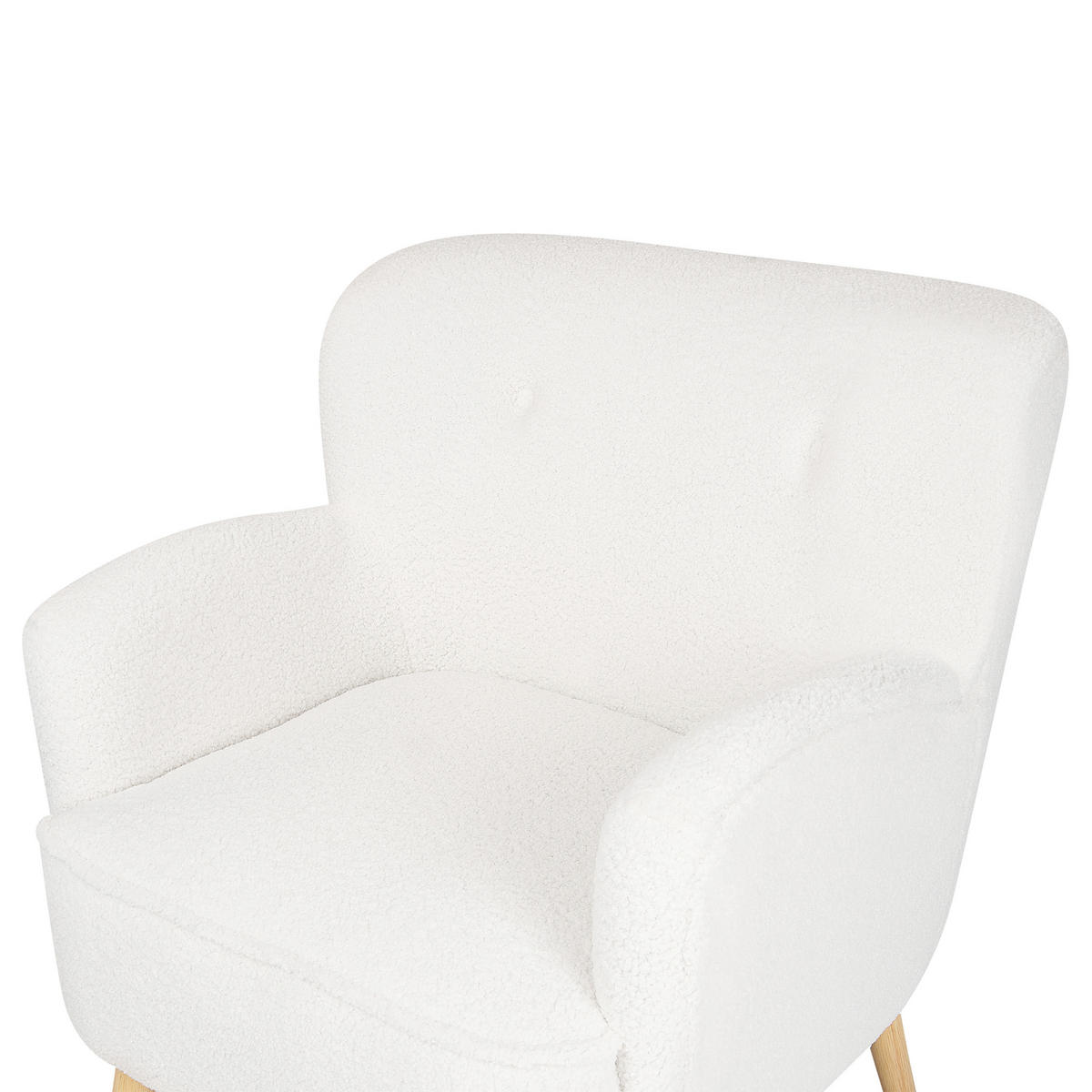 SESSEL Bouclé weiß/hellbraun plus Hocker Tumba - Hellbraun/Weiß, Textil (74/85/79cm) - Beliani