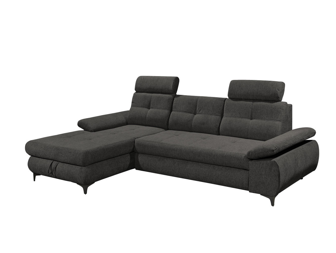 ECKSOFA mit Schlaffunktion und Bettkasten - Anthrazit/Schwarz, Kunststoff/Textil (274/177cm) - ed exciting design