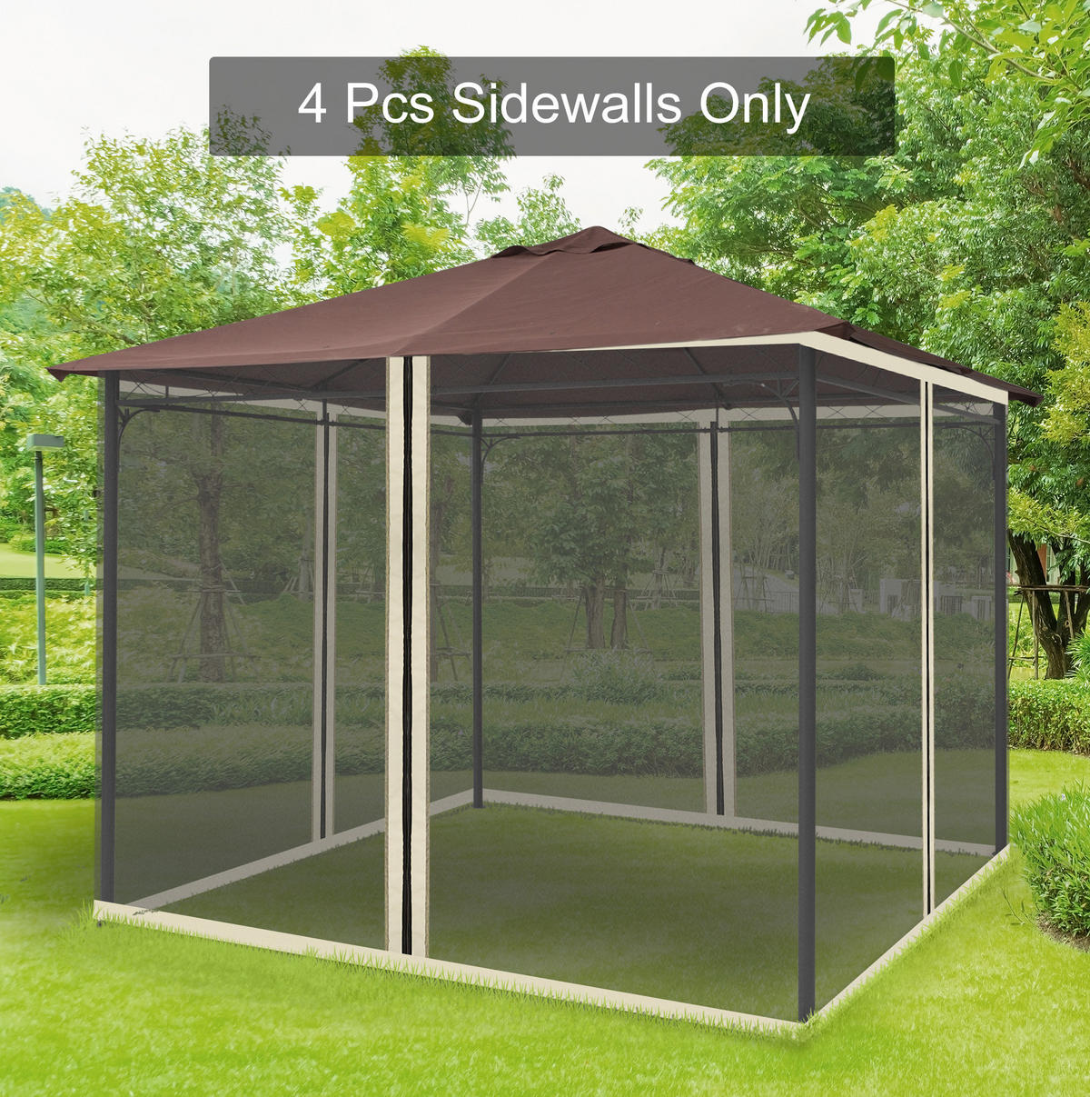 PAVILLON 300/300 cm schwarz aus Polyester für 3x3 Pavillons - Schwarz, Textil (207/1/302cm) - OKWISH