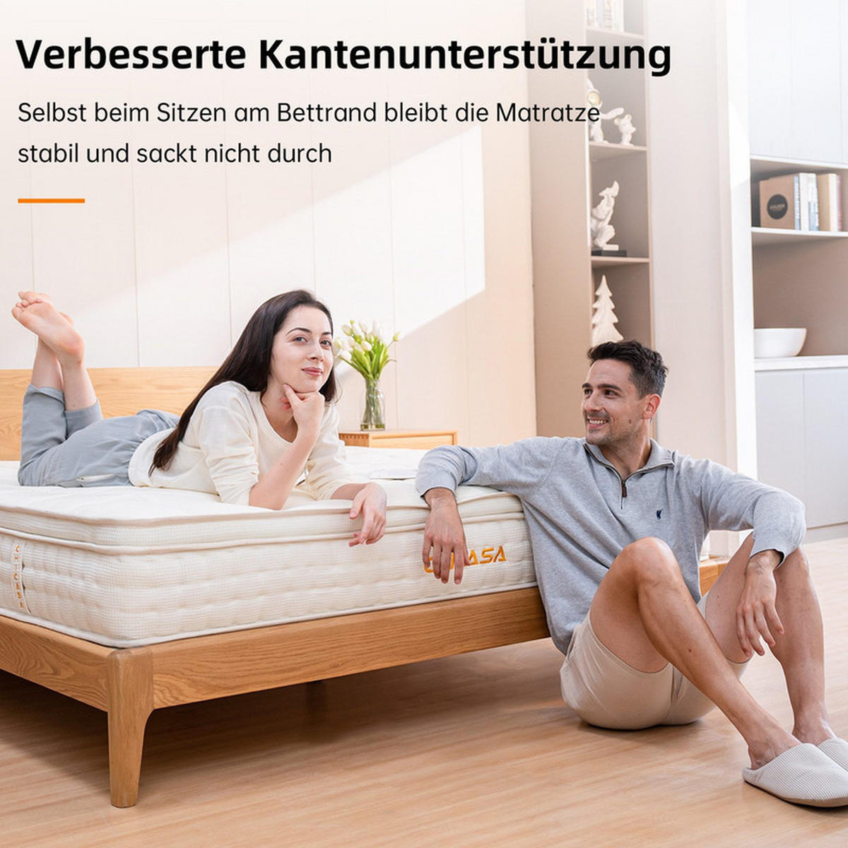 TASCHENFEDERKERNMATRATZE Luxuriöse 180×200, 9-Zonen Memory-Schaum Hybridmatratze,Hellgelb,Härtegrad H3 - Hellgelb, Metall (180/200cm) - CHICASA