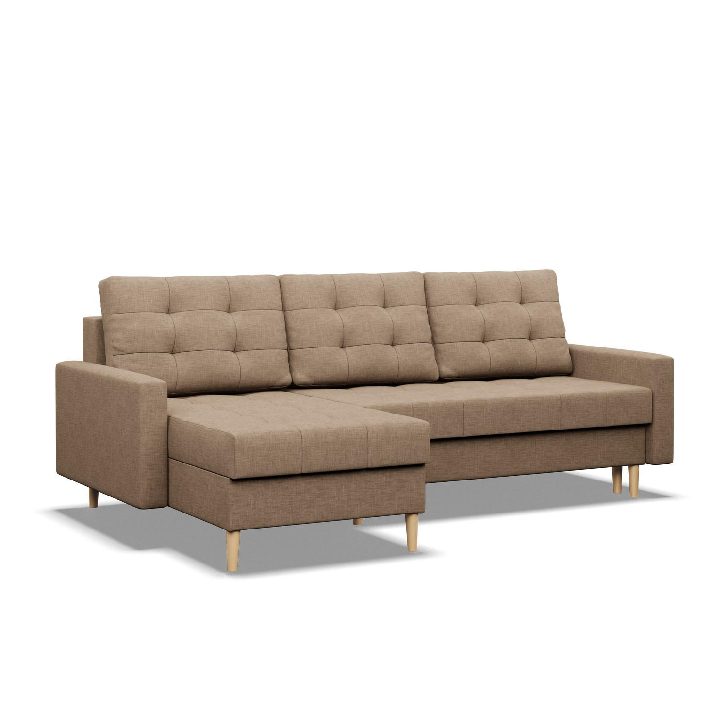 ECKSOFA MIT SCHLAFFUNKTION ELMA, Braun - Braun, Textil (223/140cm)