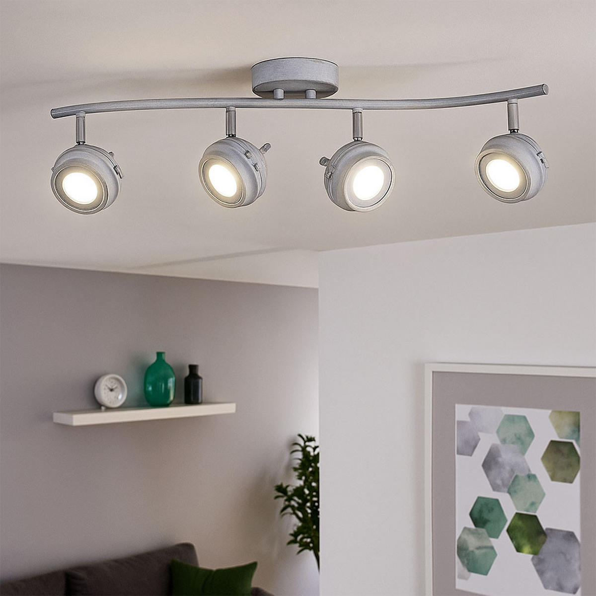 LED DECKENLEUCHTE Metall Grau Antik - Grau, Metall (64/14/16cm) - Globo Lighting