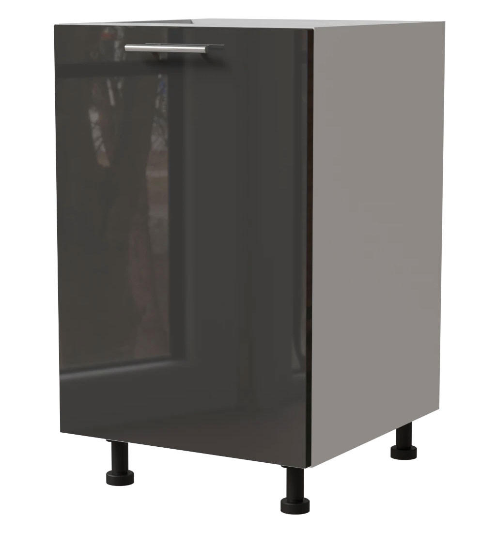 KÜCHENUNTERSCHRANK Essen D1D/50 Graphit Hochglanz / Weiß Matt 50 / 50 / 82cm - Graphitfarben/Weiß, Holz/Holzwerkstoff (50/82/50cm) - Feldmann-Wohnen