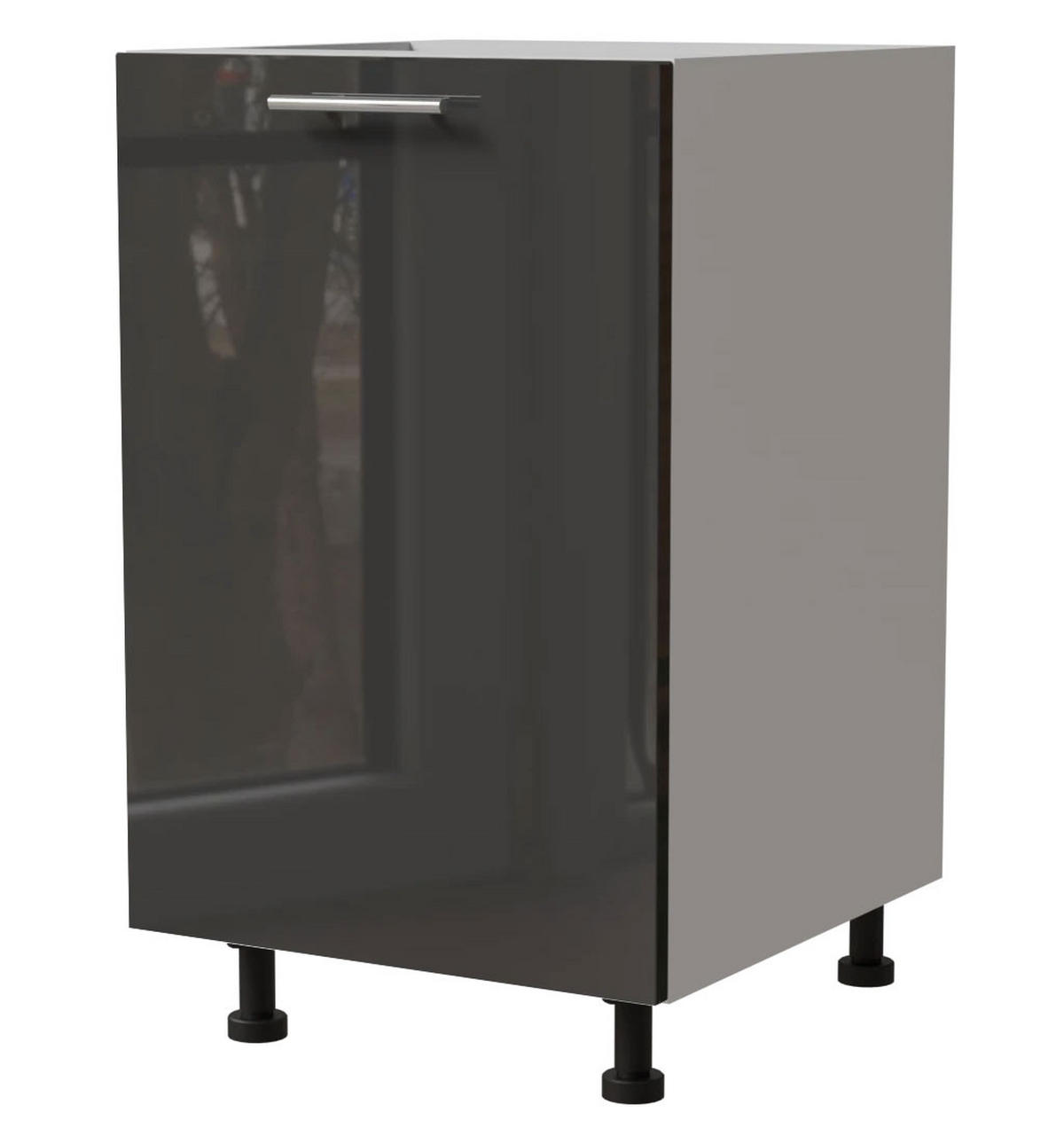 KÜCHENUNTERSCHRANK Essen D1D/50 Graphit Hochglanz / Weiß Matt 50 / 50 / 82cm - Graphitfarben/Weiß, Holz/Holzwerkstoff (50/82/50cm) - Feldmann-Wohnen