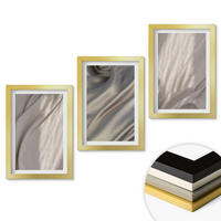 WANDBILDER 3er Set - 20x30 cm Goldrahmen - Nahaufnahme von natürlichen Boho-Stoffen - Goldfarben, Kunststoff (20/30cm) - ArtPrintCave