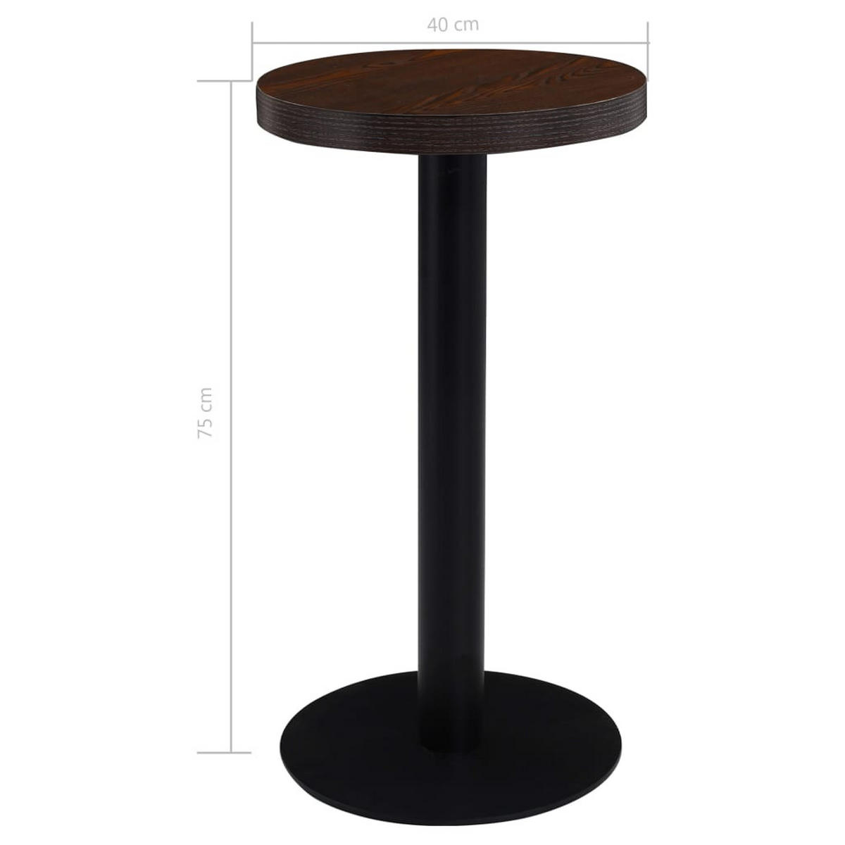 BISTROTISCH Flori rund Dunkelbraun/Schwarz 40 cm MDF - Schwarz, Holz (40/40/75cm) - DELUKE