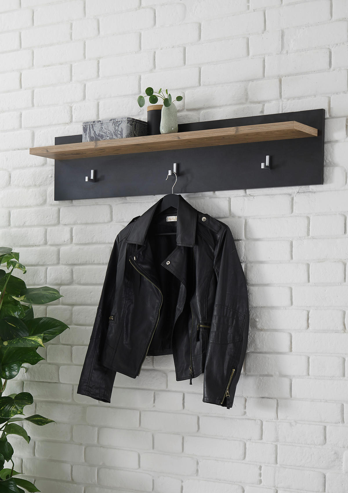 GARDEROBENPANEEL I11 Kastanie & Fresko 107/23/18 cm breit - Grau, Holzwerkstoff (107/23/18cm) - Livojo