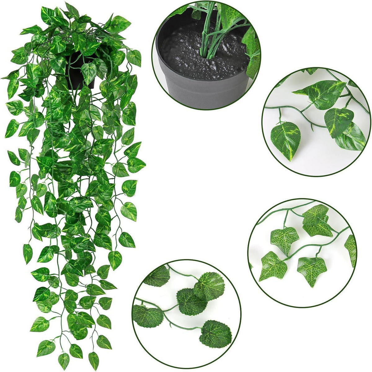 KUNSTPFLANZE hängend 90 cm 3er Set - Grün, Kunststoff (90cm)
