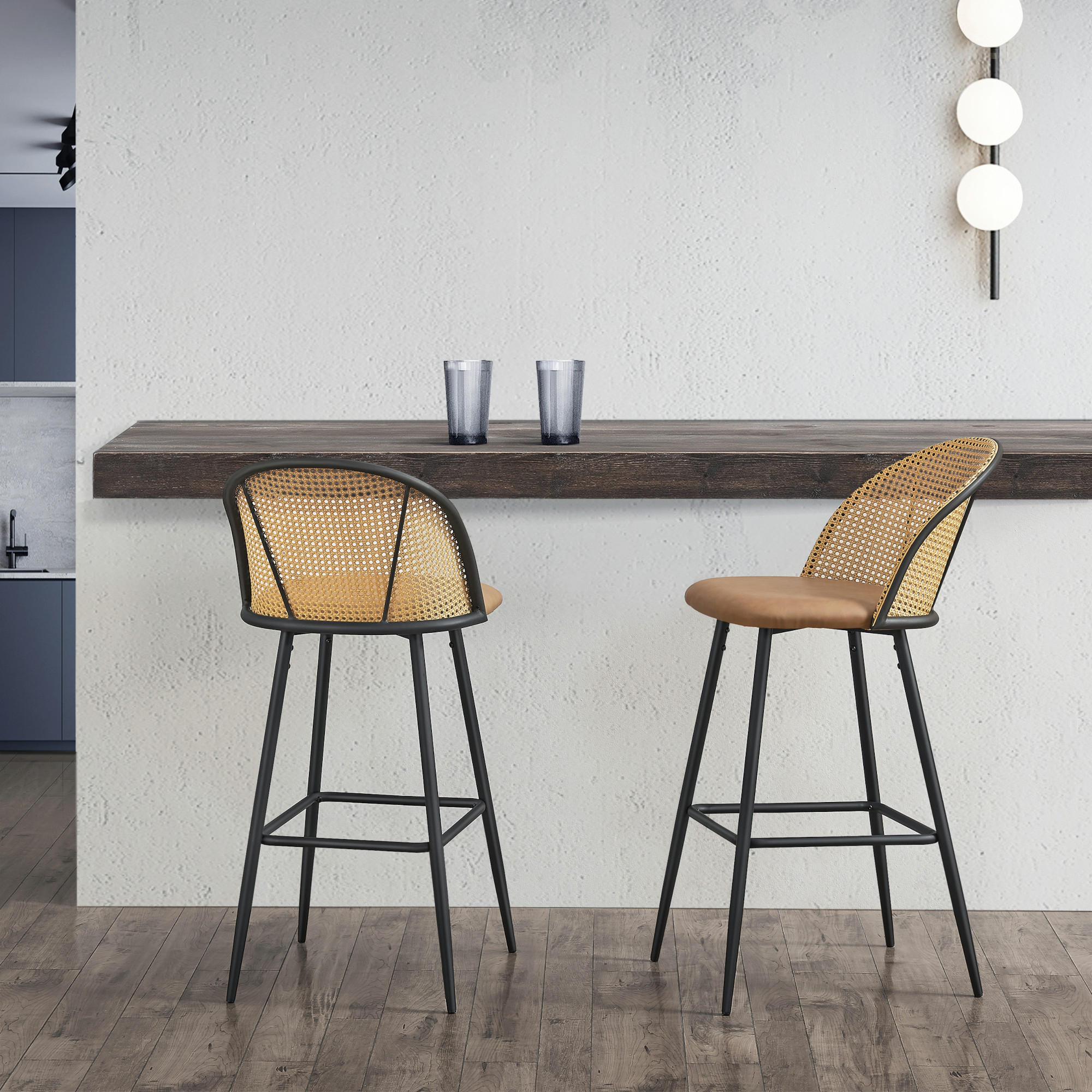 BARHOCKER Gausdal 2er Set - Braun, Metall (44/102/63cm) - [en.casa]