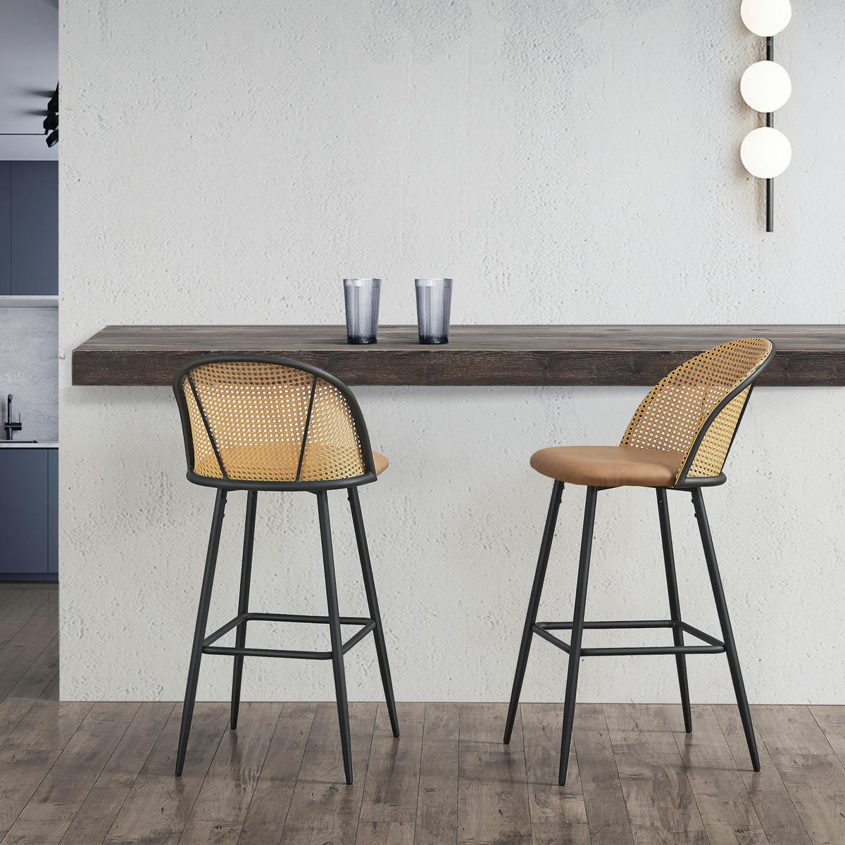 BARHOCKER Gausdal 2er Set - Braun, Metall (44/102/63cm) - [en.casa]