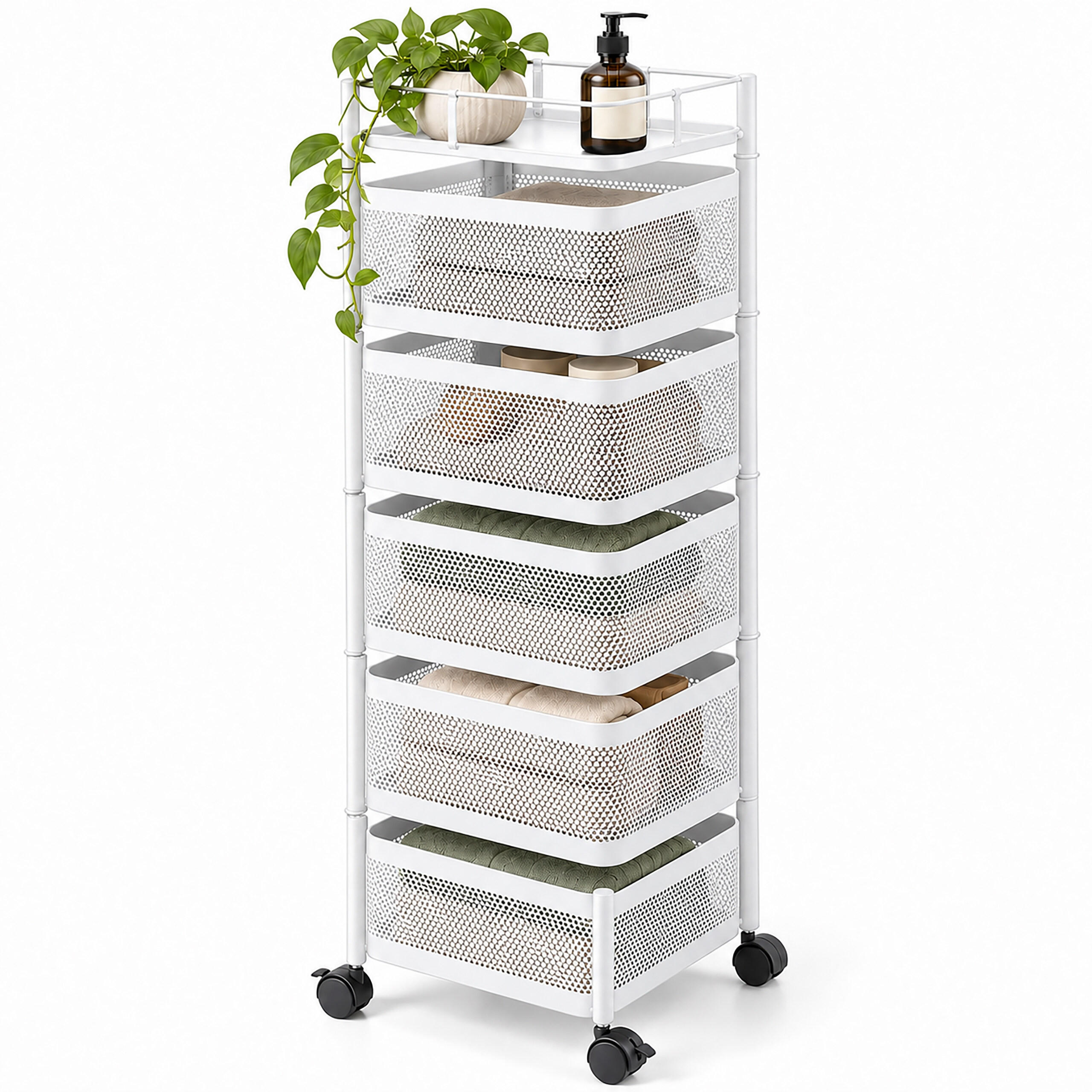 Relaxdays Rollwagen Weiß 28x95x28 cm