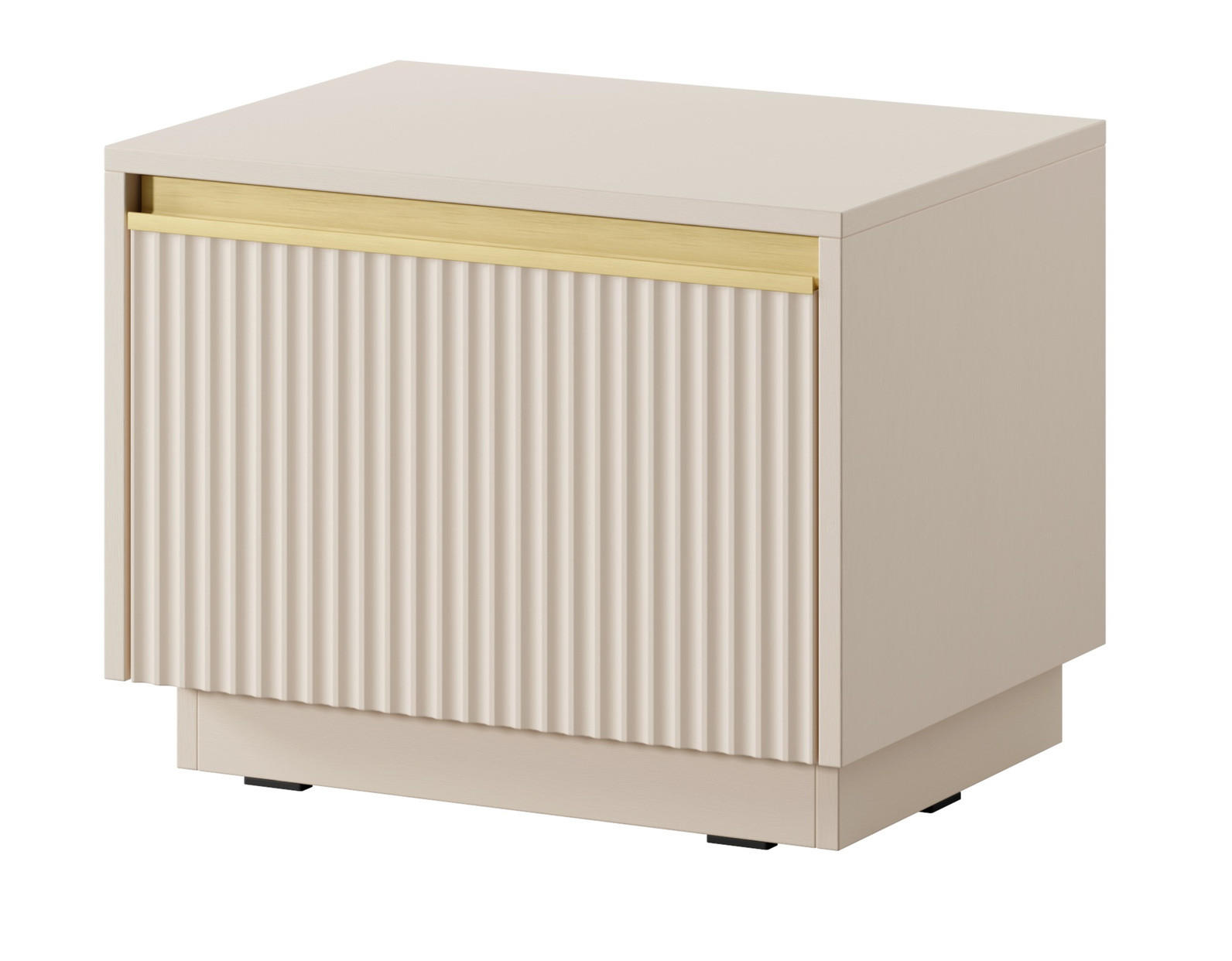 NACHTSCHRANK 54 cm Baron mit Schublade - gold accessories, Beige - Beige, Holz (54/42/39cm) - Emporius