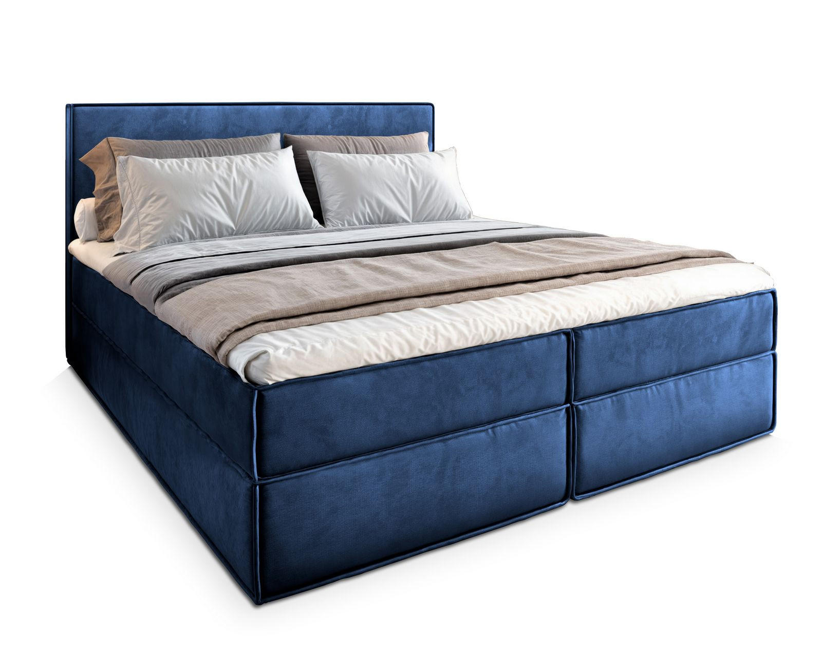 BOXBETT PELLIO 140x200 cm mit Matratze und Topper - Blau - Blau, Holz (140/200cm) - MASSENO