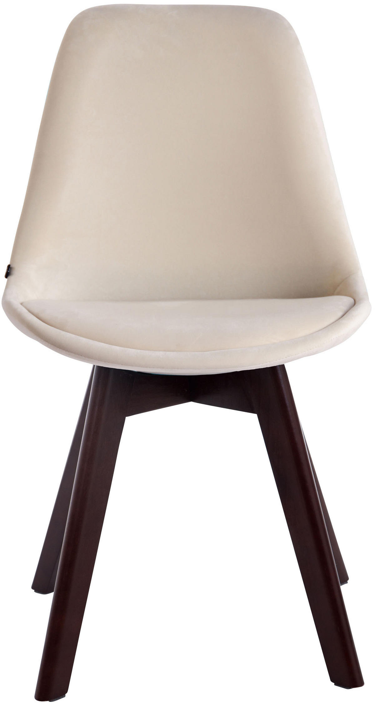 STUHL 4er Set Samt creme - Walnussfarben/Creme, Holz/Textil (48/84/55cm) - CLP