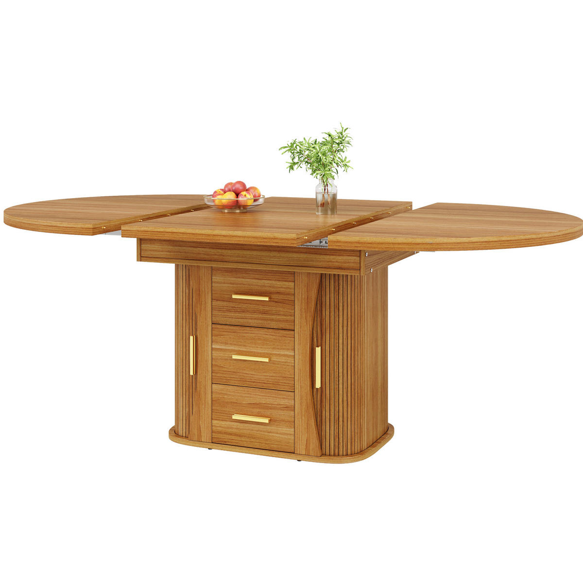 ESSTISCH 118-158/118/77 cm in Walnut aus MDF, ausziehbar mit Stauraum - Braun, Holzwerkstoff (118/118/77cm) - Flora Grace