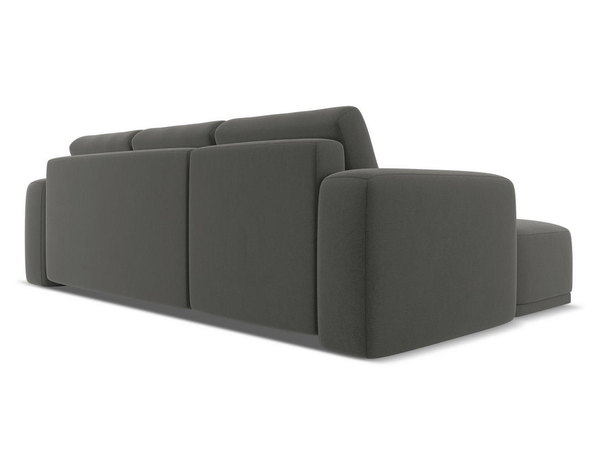 ECKSOFA mit Schlaffunktion Samt Stoff Grau - Dunkelgrau/Schwarz, Kunststoff/Textil (258/160cm) - Makamii