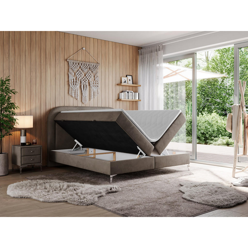 Thumbnail - MKS Boxbett, Braun, Textil, 2-Sitzer, H4, Rechteckig, 160x200 cm, Schlafzimmer, Betten, Boxspringbetten