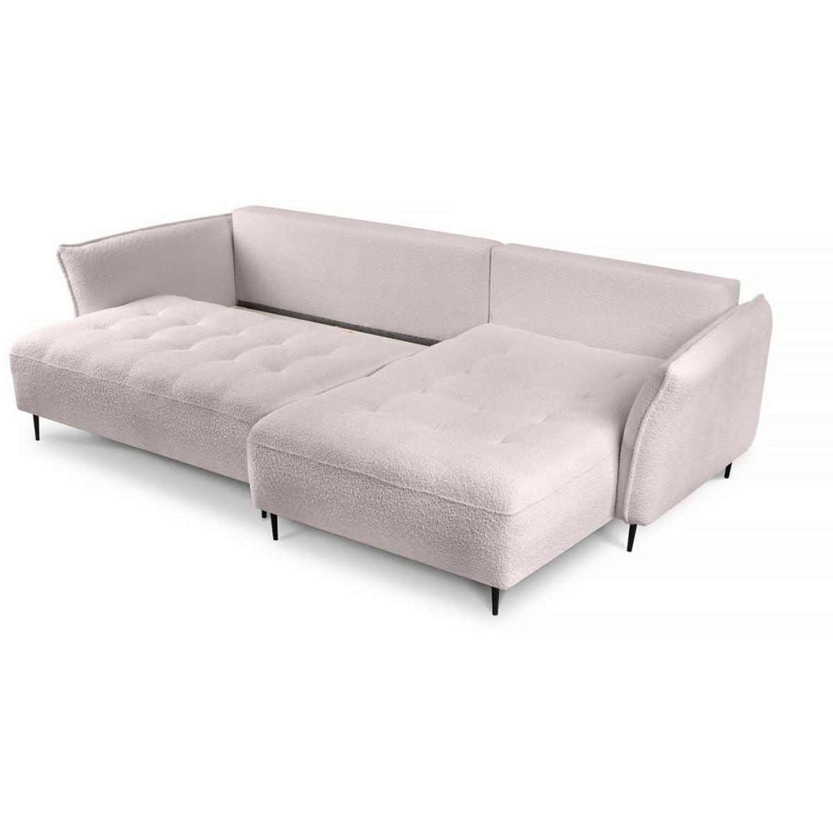ECKSCHLAFSOFA Bari rechts rosa - Schwarz/Rosa, Textil (276/158cm) - Beautysofa