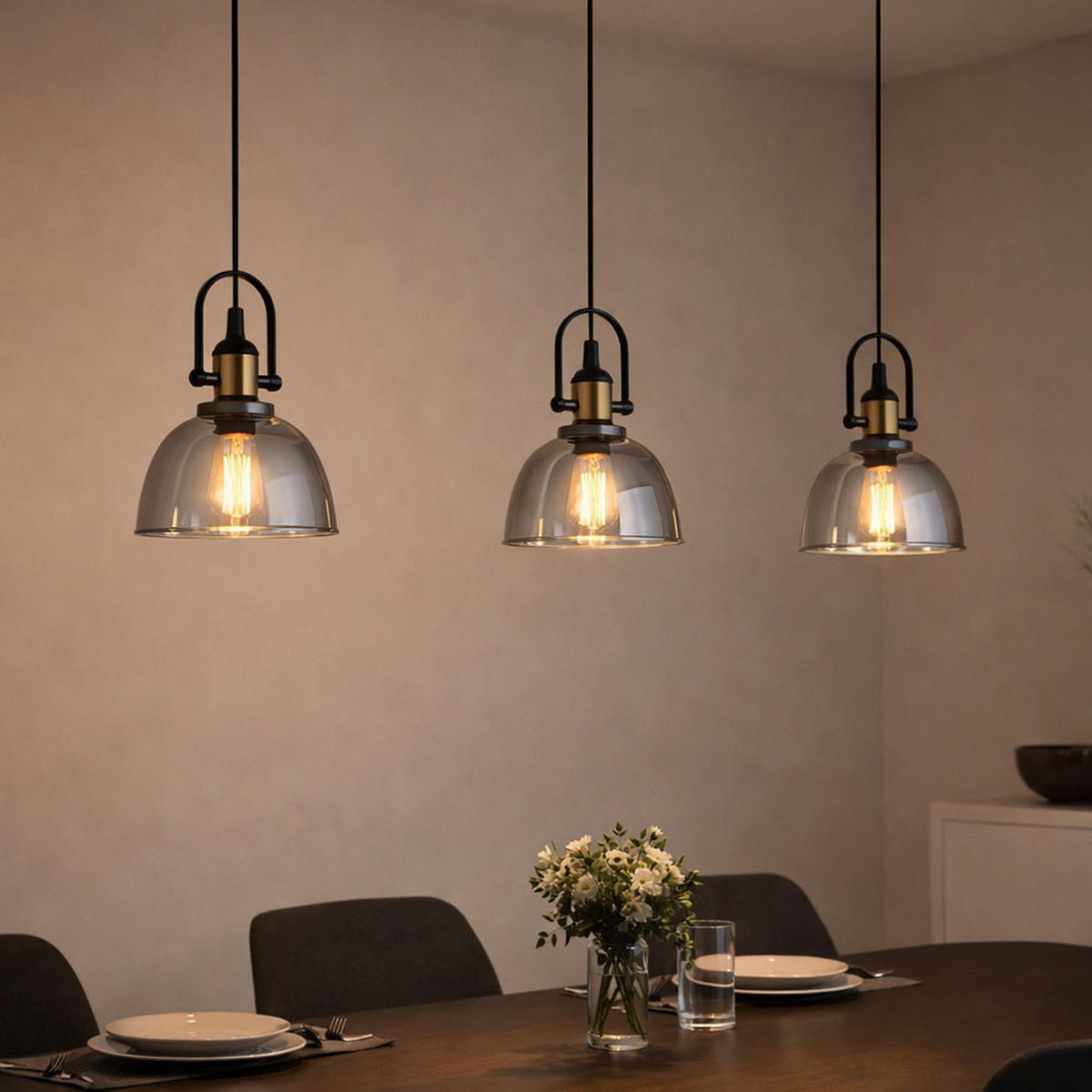 LED HÄNGELEUCHTE DOROTHEA Messing Grau - Grau, Glas (83.5/20/120cm) - Globo Lighting