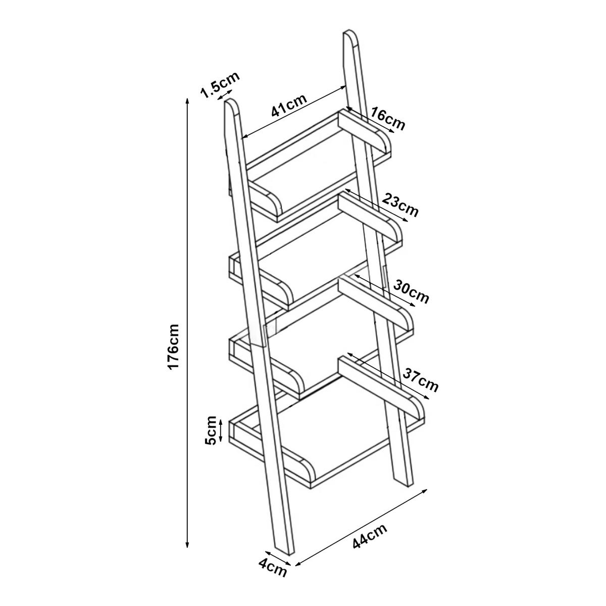 LEITERREGAL Göinge - Naturfarben, Holz (44/176/37cm) - [en.casa]