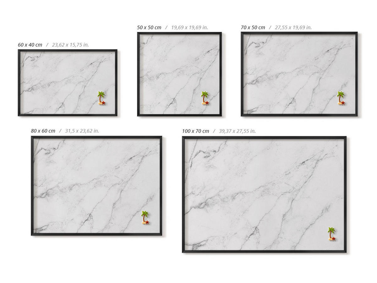 MAGNETTAFEL 70x50 cm Schwarzer Rahmen Zarter Hellmarmor - Silberfarben, Metall (70/50/0.4cm) - TULUP
