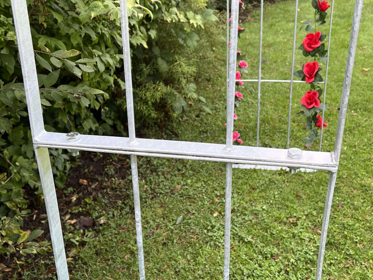 ROSENBOGEN Metall Verzinkt Massiv 140 cm Torbogen - Silberfarben, Metall (140/232/40cm) - DanDiBo