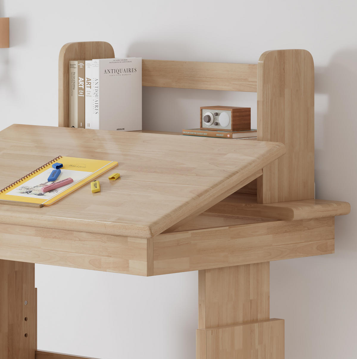 KINDERSCHREIBTISCH höhenverstellbar 80 x 60 cm Holz Natur - Braun, Holz (80/94/80cm) - Meubliv