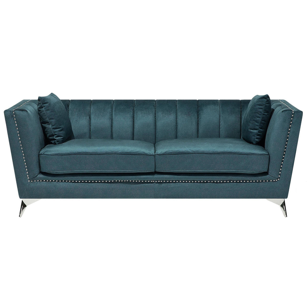 3-SITZER-SOFA Samtstoff Blau-Grün Gaula - Hellgrün, Textil (211/77/80cm) - Beliani