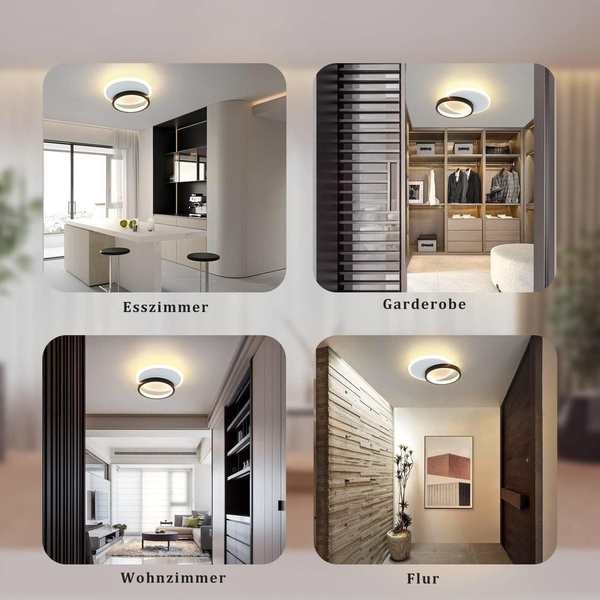 LED-DECKENLEUCHTE Baldwin 25/25/5 cm - Schwarz/Weiß, Metall (25/25/6cm) - Nettlife