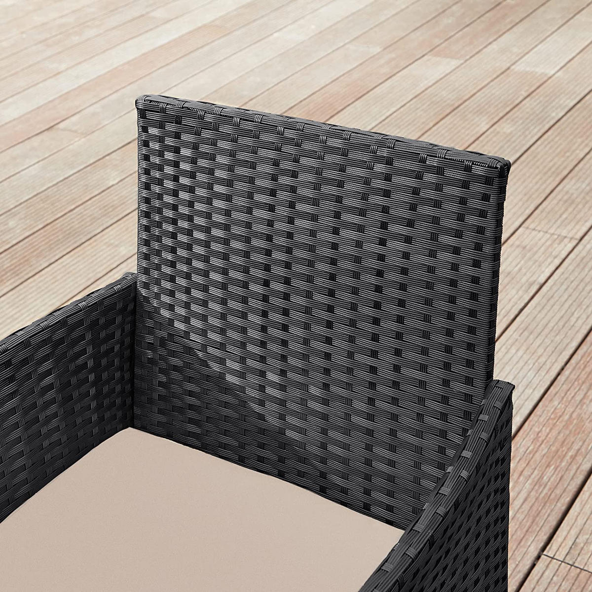 SITZGRUPPE 4-TEILIG GARTENMÖBEL-SET - Schwarz, Metall - Hansiro