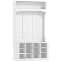 GARDEROBENSTÄNDER mit Sitzbank Kleiderständer mit Schuhregal 6 Haken - Weiß, Holzwerkstoff (35/172.2/100cm) - HOMCOM