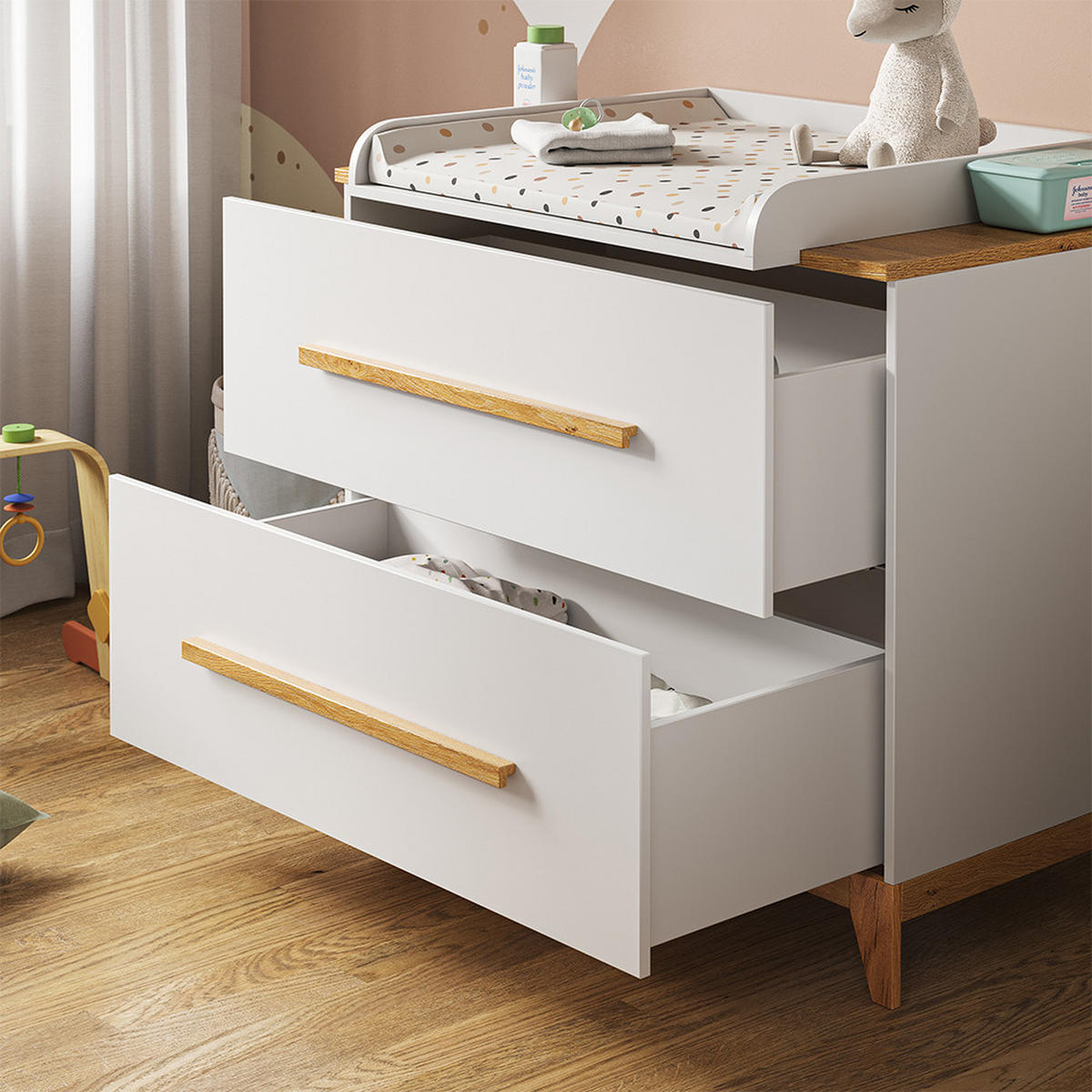 WICKELKOMMODE Malia Weiß 108 x 98 cm mit 2 Schubladen - Weiß, Holzwerkstoff (108/98/70cm) - VitaliSpa