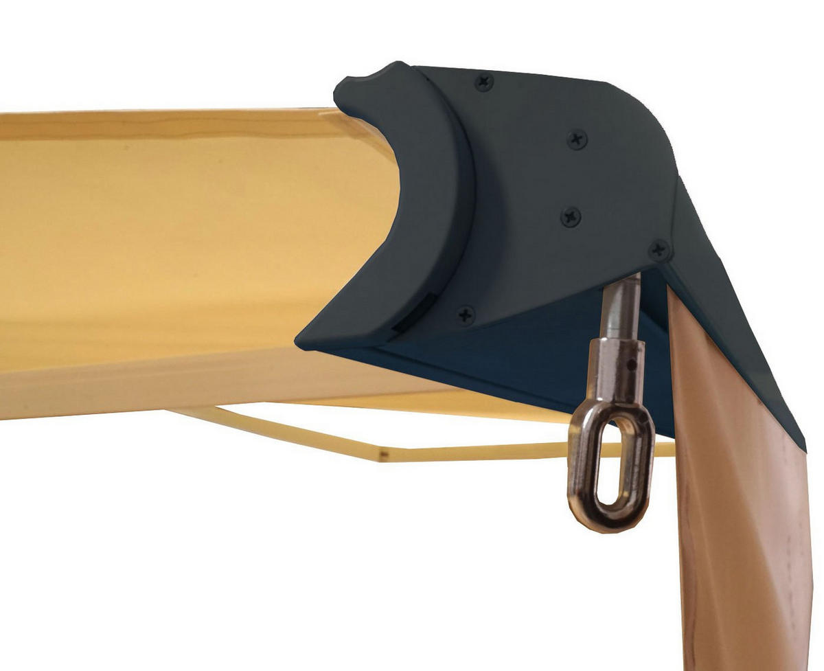 KASSETTEN-MARKISE VOLANT AUSFAHRBAR Cremeweiß, Anthrazit - Anthrazit/Weiß, Textil (400/15/300cm) - MCW