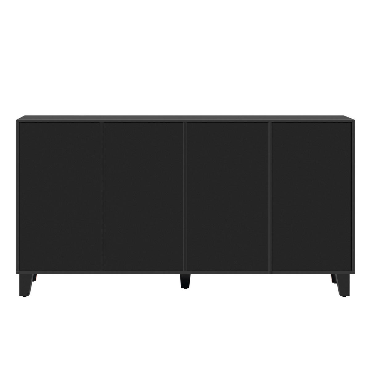 SIDEBOARD 160/40/84 cm mit 4 Türen in Schwarz mit Spiegeloptik - Schwarz, Holzwerkstoff (160/84/40cm) - BEAOK