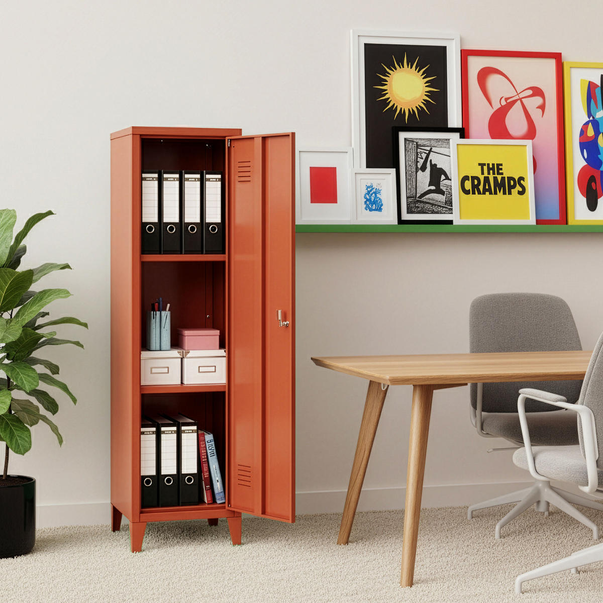 EINZELSPIND Kurikka - Rotbraun, Metall (38/137/38cm) - [en.casa]