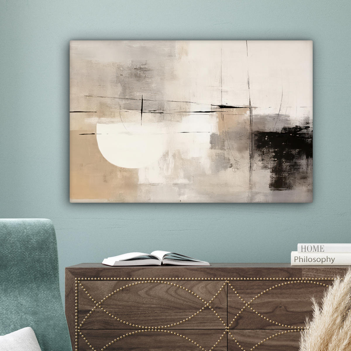 LEINWANDBILD Abstrakt - Kunst - Grau Wanddeko 90x60 cm - Hellgrau, Textil (90/60cm) - MuchoWow