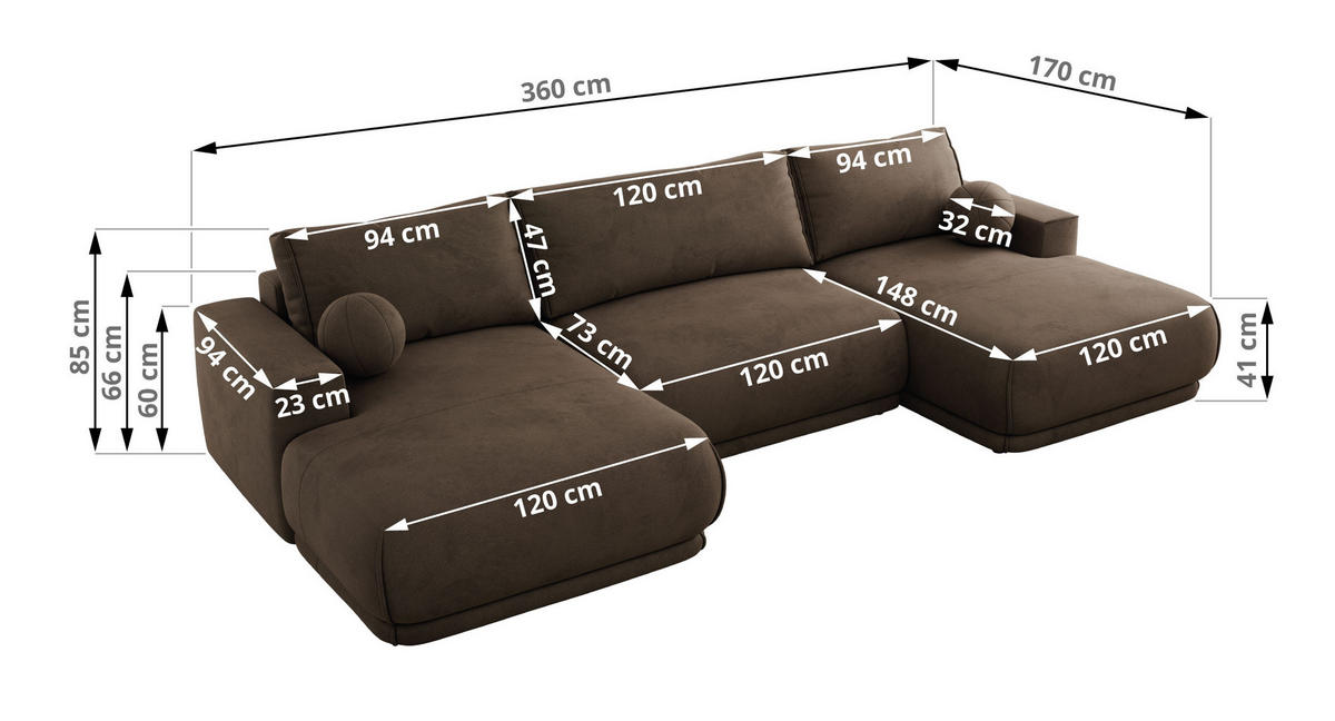 SEDACIA SÚPRAVA RINA U Hnedá Zamat - hnedá/čierna, textil/plast (360/85/170cm) - MKS
