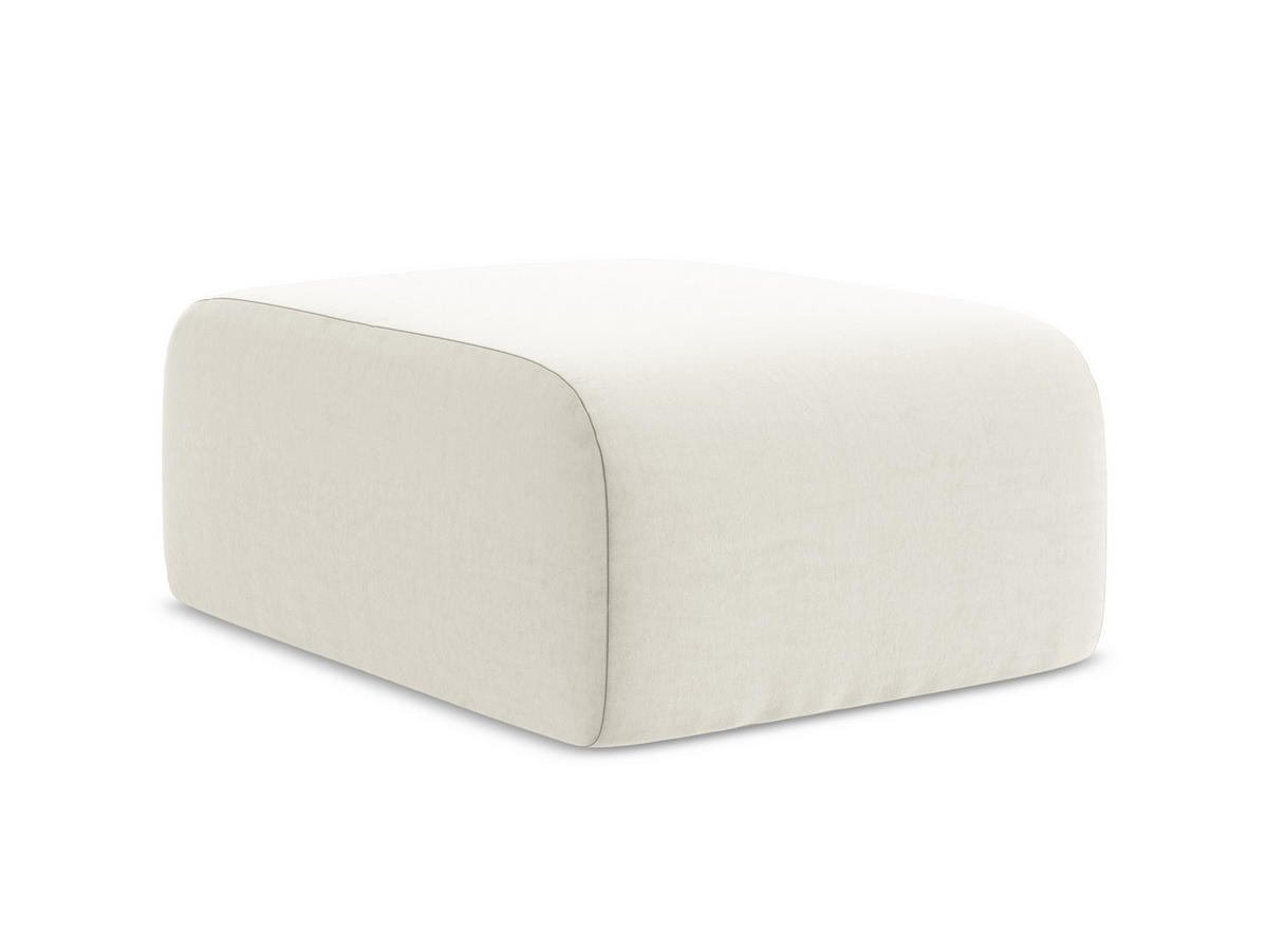 POUF Samt Stoff Beige - Creme/Schwarz, Holzwerkstoff/Kunststoff (72/42/94cm) - Makamii