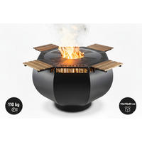 FEUERSCHALE mit Grillring WOX Schwarz 115 x 115 x 80 cm 110 kg pulverbeschichtet - Schwarz, Metall (115/80/115cm) - The Favilla