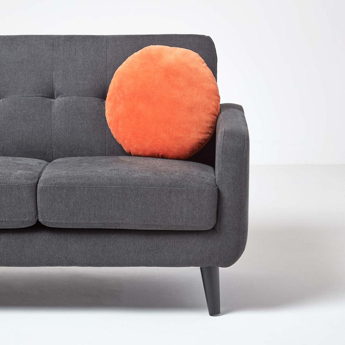 DEKOKISSEN rund orange, Baumwollsamt?40 cm - Orange, Textil (40/40cm) - Homescapes