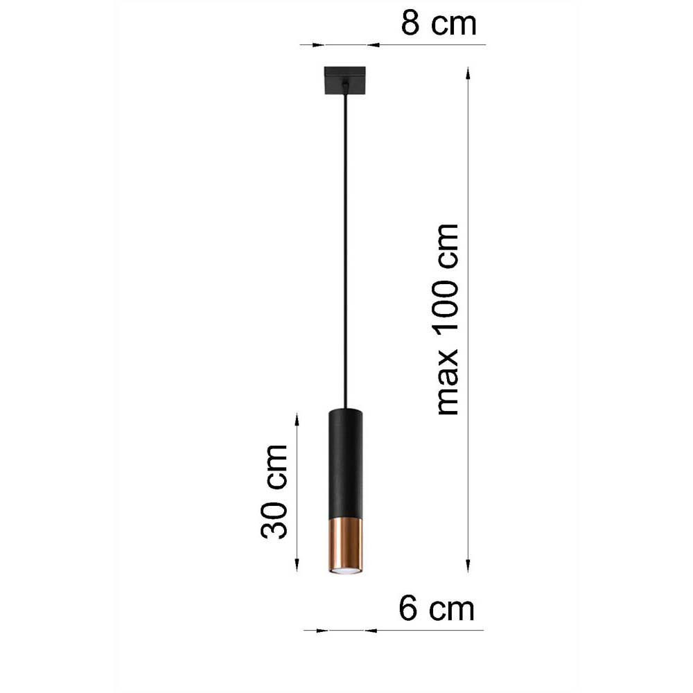 TISCHLEUCHTE Stahl Schwarz Kupfer - Schwarz, Metall (8/8/100cm)