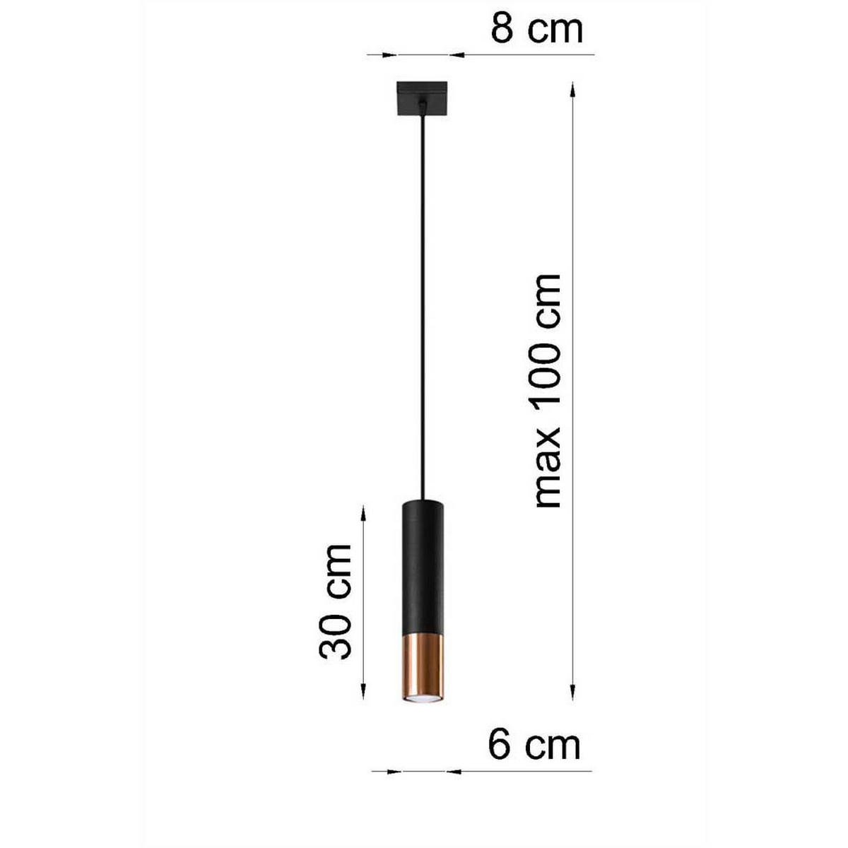 TISCHLEUCHTE Stahl Schwarz Kupfer - Schwarz, Metall (8/8/100cm)